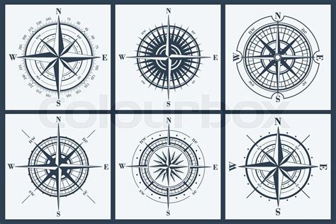 Set Of Compass Roses Or Windroses Stock Vector Colourbox