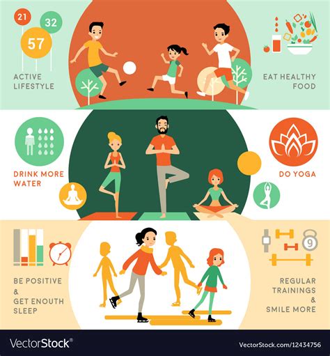 active healthy lifestyle horizontal banners vector image