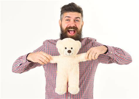 Lovely Portrait Of A Young Man Holding A Teddy Bear Stock Image Image