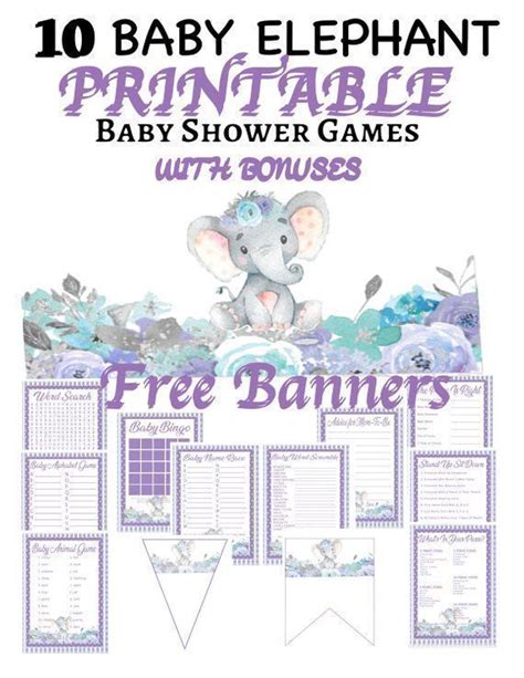 For us, the greatest reward is to see our printables in action and know that we're taking a small part in your special moments. Purple Elephant Baby Shower Games/10 Game Set/PLUS 2 FREE ...