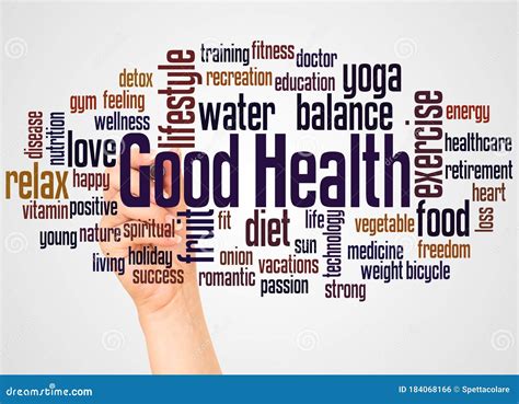 Good Health Word Cloud And Hand With Marker Concept Stock Photo Image