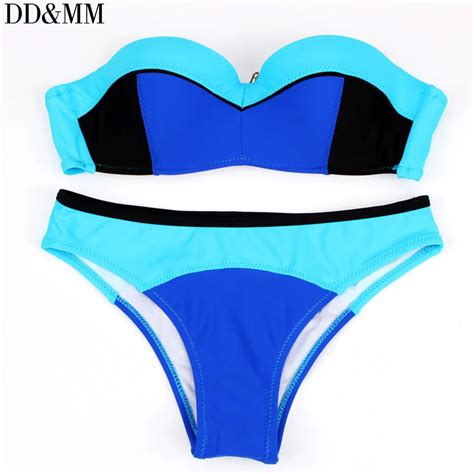 ddandmm swimwear women navy blue 2017 new bikini sexy swimsuit low waist bathing suits bandeau