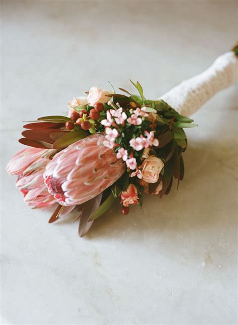 Beautiful Pink Bouquet With King Protea Blooms By Persnickety Events