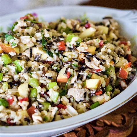 Rice recipes can be healthy and creative. Brown and Wild Rice Salad with Chicken, Apples and Walnuts