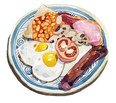 Watercolour Illustrations Holly Exley Illustrator Breakfast Food