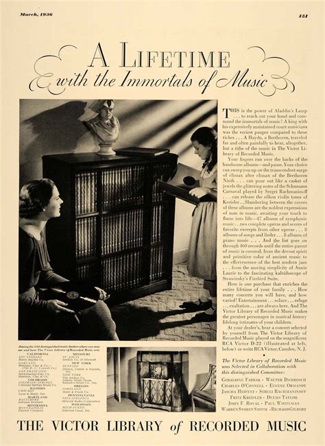 1936 Ad Victor Recorded Music Library Rca D 22 Camden Original Esq3 Music Library Rca Victor