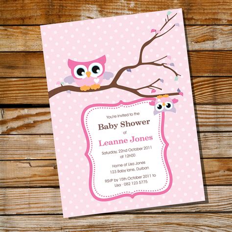Cute Baby Owl Invitation For A Girl Baby Shower Instantly