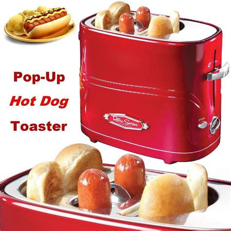Hot Dog Toaster Red Pop Up Roller Toasts Buns Cooking Home Retro Cooker