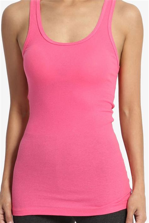 Themogan Themogan Womens Plus Stretchy Ribbed Knit Fitted Racerback