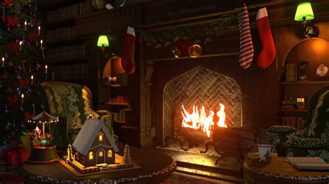 Christmas Ambience With Crackling Fireplace Sound For Relax Sleep