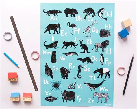 The English Alphabet Poster Of Animals Is Perfect For Your Kids Room Or