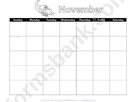 Calendar Template November Printable Pdf Download