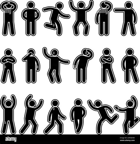 Stick Figures Human Silhouettes Pictogram Action Poses Different