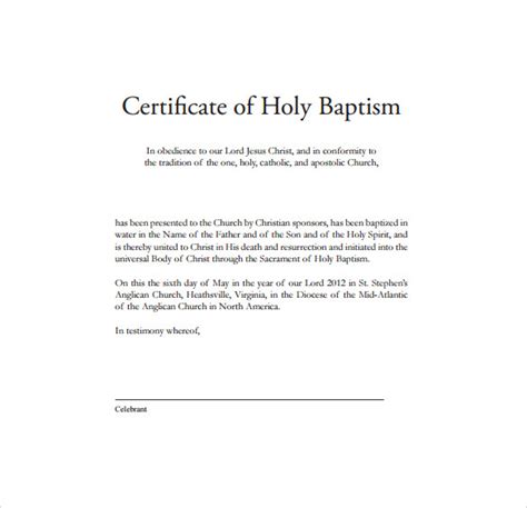 Proof Of Baptism Letter