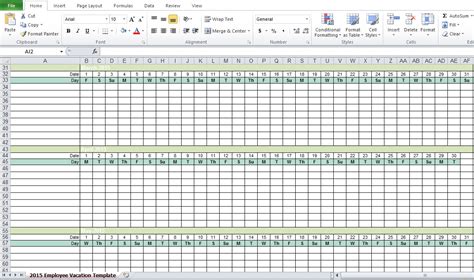 Employee Vacation Tracking Excel Template 2015 Excel Tmp