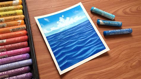 Easy Ocean Waves Drawing With Oil Pastels For Beginners How To Draw