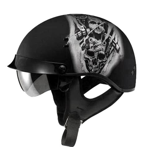 Harley Half Open Face Dot Motorcycle Helmet Skull Vintage Moto Helmets