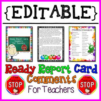 Check spelling or type a new query. Ready Report Card Comments for Teachers {EDITABLE} {The ...