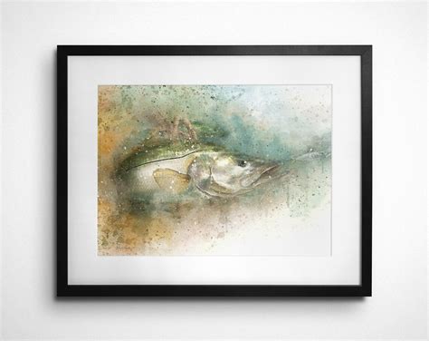 Snook Art Print Fishermans T Watercolor Style Wall Etsy
