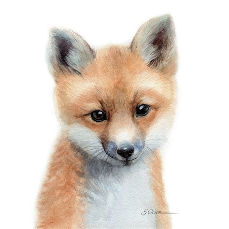 Watercolor Fox Fox Art Print Printable Nursery Baby Fox Decor