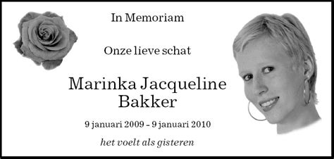 In Memoriam Marinka Bakker