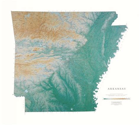 Arkansas Physical Laminated Wall Map By Raven Maps