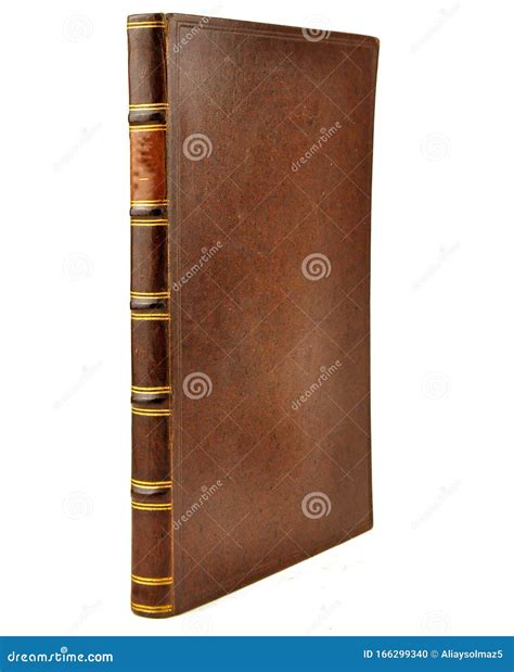 Isolated White Background Antique Book Side View Stock Photo Image