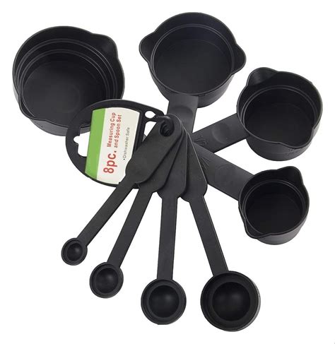 Black Plastic Measuring Spoon And Cup Set 8 Pieces For Home Rs 20