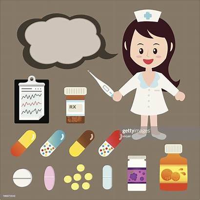 Nurse Cartoon Medicine Word Cloud Medication Illustration
