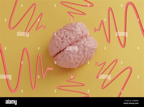 Human Pink Brain Model And Arrows Pointing To It On Yellow Background