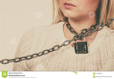 Woman Having Metal Chain Around Neck Stock Image Image