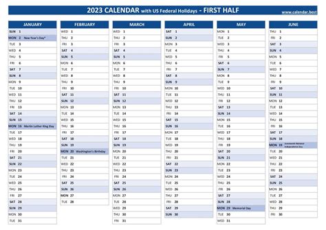 2023 Calendar With Holidays Us Federal Holidays