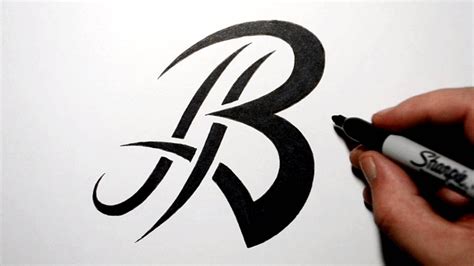 How To Draw An Old English Style Tribal Letter B Youtube