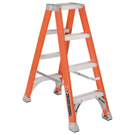 Louisville Ladder 4 Ft Fiberglass Twin Step Ladder With 300 Lbs Load