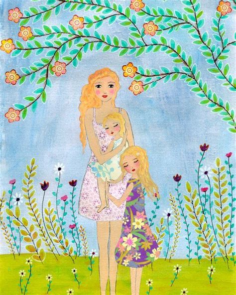 Mother Daughter Painting Mother And Two Daughters Painting Mother And