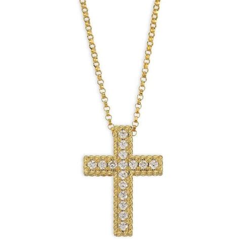 Roberto Coin 18K Gold 0 15TCW Diamond Cross Necklace 1 320 Liked On