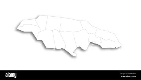 Jamaica Political Map Of Administrative Divisions Parishes Flat White Blank Map With Thin