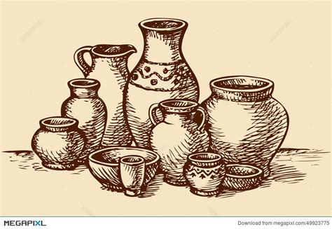 Clay Pot Drawing at GetDrawings.com | Free for personal ... Chalk out the body with a proper outline.