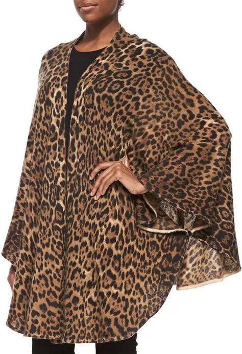 Neiman Marcus Cashmere Leopard Sweater Cape - ShopStyle ...