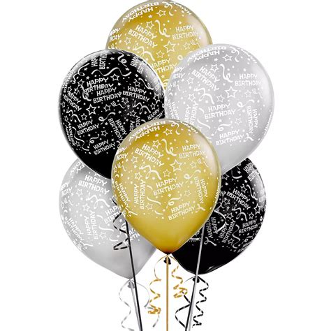 Confetti Birthday Balloons 20ct Black Gold And Silver Party City Canada