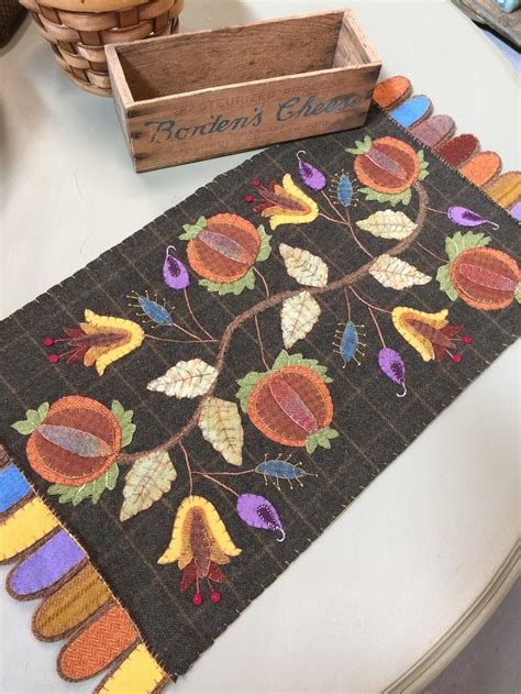 Autumn Colors Table Runner Wool Applique Kit Etsy Wool Applique