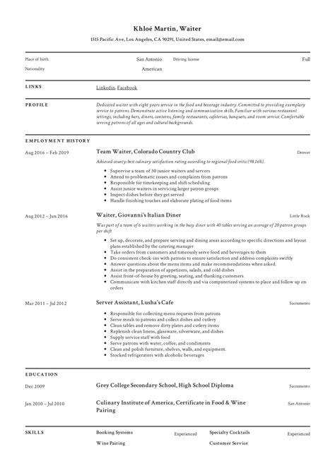 This exciting opportunity appears to be a wonderful fit with my. Waiter Resume & Writing Guide | + 12 Samples | PDF | 2019