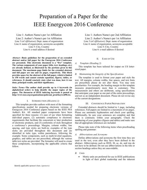 Title of the book in italics, followed by a full stop. Word Template - Ieee Energycon 2016 intended for Template For Ieee Paper Format In Word in 2020 ...
