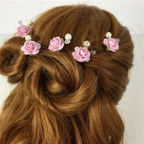 Blush Pink Hair Pins Dusky Pink Wedding Hair Pins Bridal Hair Pins Bridesmaid Hair Pins