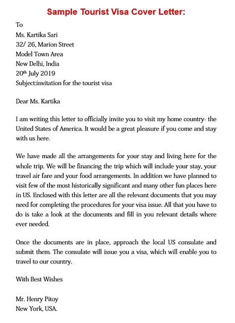 For others, you will write informally. sample tourist visa cover letter | Lettering, A formal ...