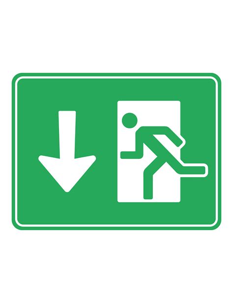 Emergency Exit Symbol Arrow Down Emergency Safety Sign Safety Signs
