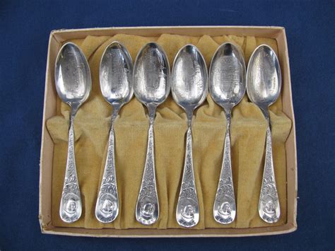 Six 1893 Chicago Worlds Fair Columbian Exposition Demitasse Spoons