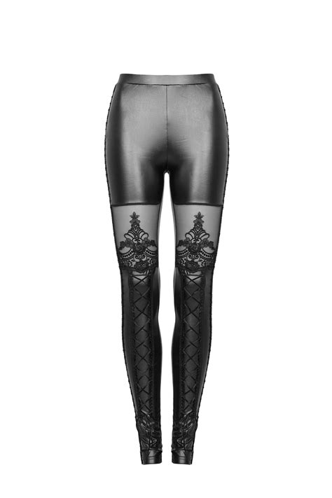 Sexy Leder Gothic Leggings Der Frauen Im Viktorianischen Stil Mit Spit Punkravestore De