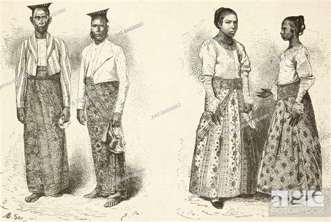 Sinhalese Men And Women Wearing Traditional Costumes Sri Lanka Stock