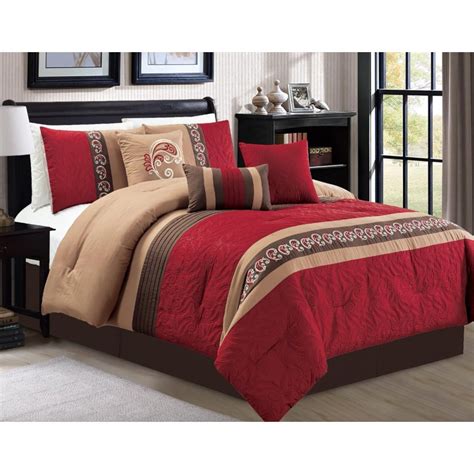 Empire Home 7 Piece Elegant Sylvia Burgundy And Taupe Embossed